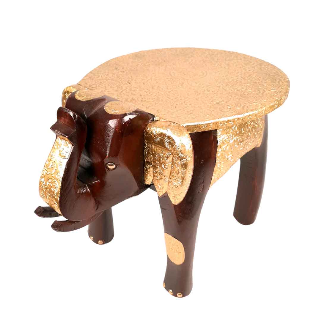 Elephant Design Brass Corner Table | Bed Side Table for Small Spaces - 12 Inch- Apkamart #Style_Style 1