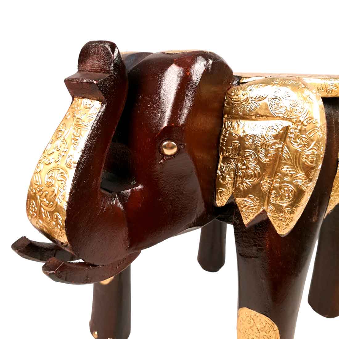 Elephant Design Brass Corner Table | Bed Side Table for Small Spaces - 12 Inch- Apkamart #Style_Style 1