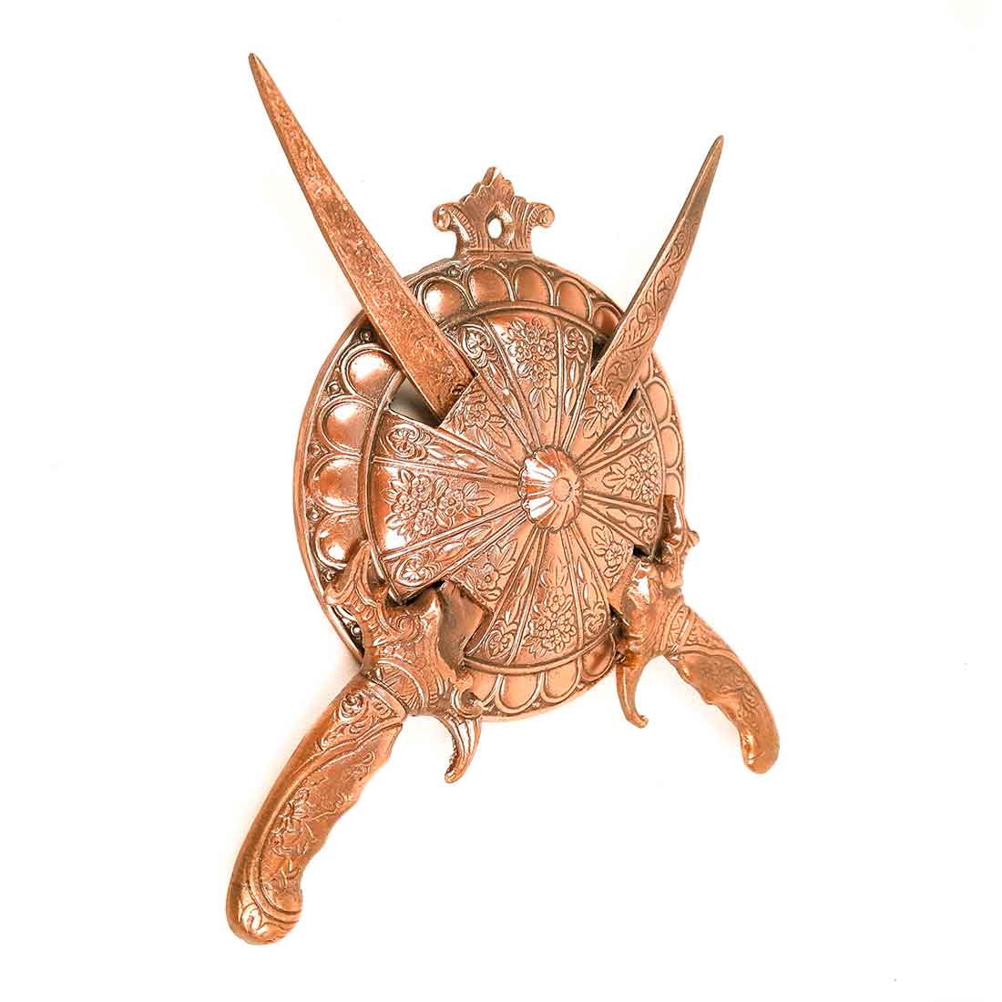 Dhal Talwar Wall Hanging | Royal Sword & Shield Showpiece - For Home & Wall Decor - 9 Inch - Apkamart #Style_Pack of 2