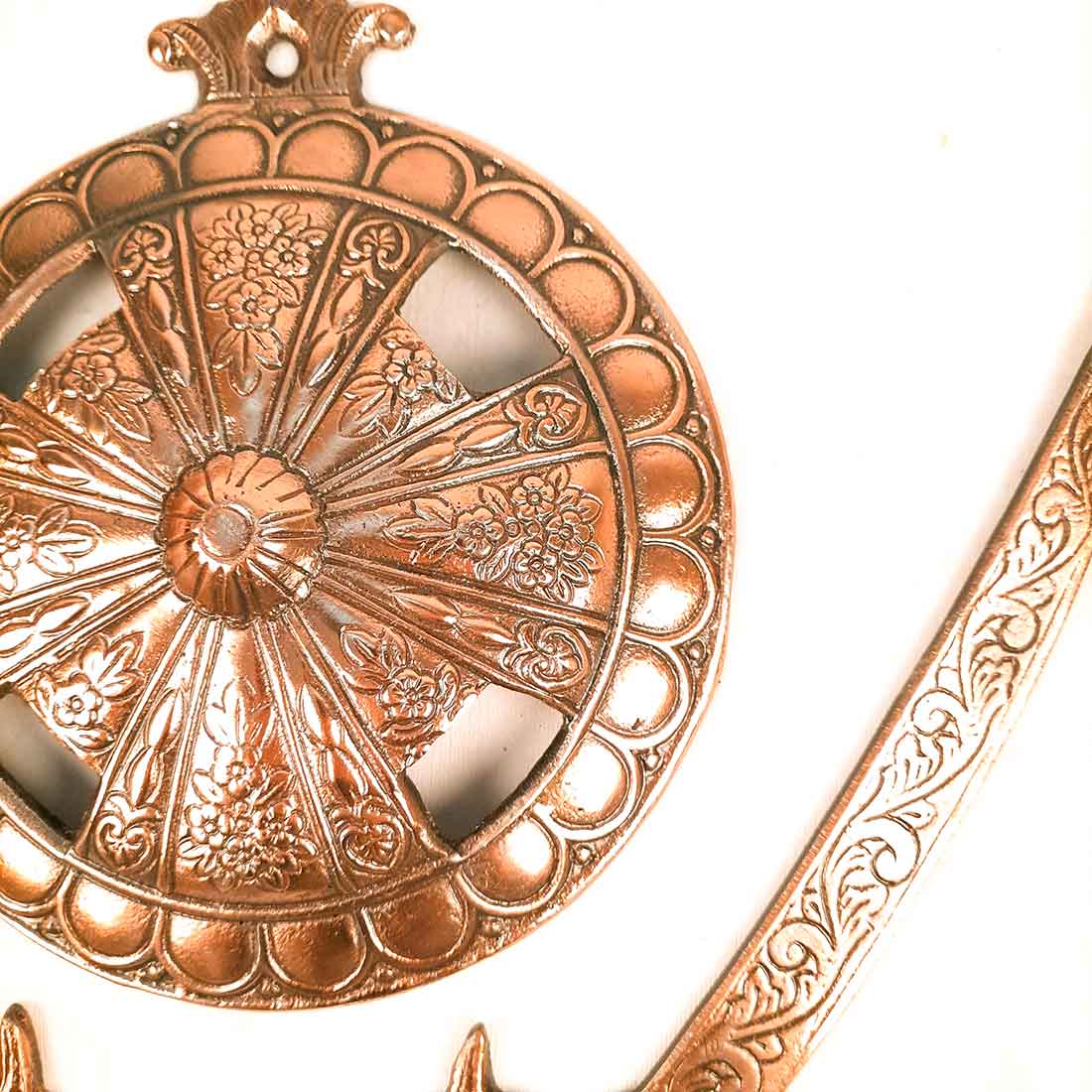 Dhal Talwar Wall Hanging | Royal Sword & Shield Showpiece - For Home & Wall Decor - 9 Inch - Apkamart #Style_Pack of 2