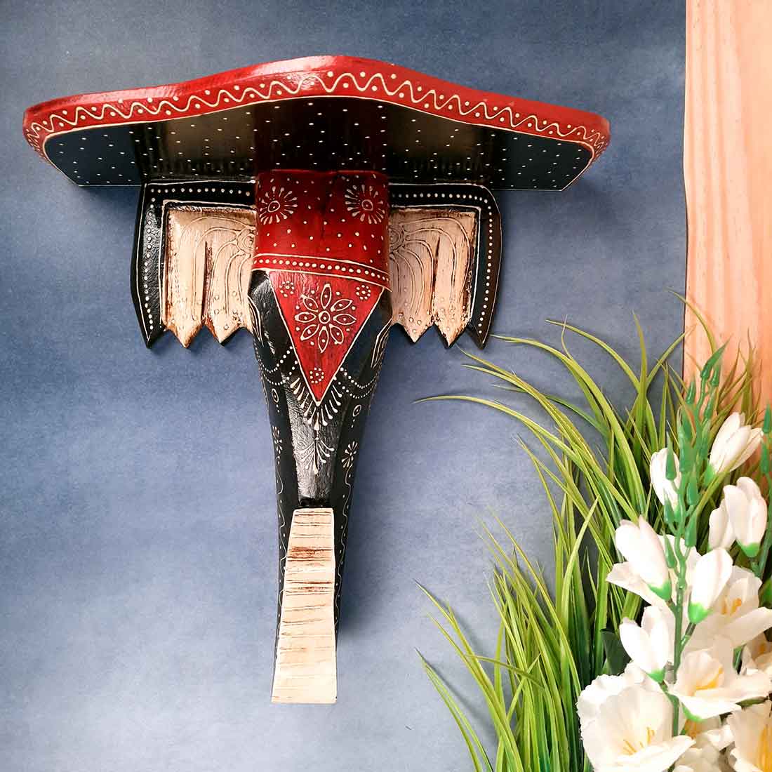 Wall Bracket Black - Elephant Design - For Living Room Interior Decoration - 15 Inch- Apkamart