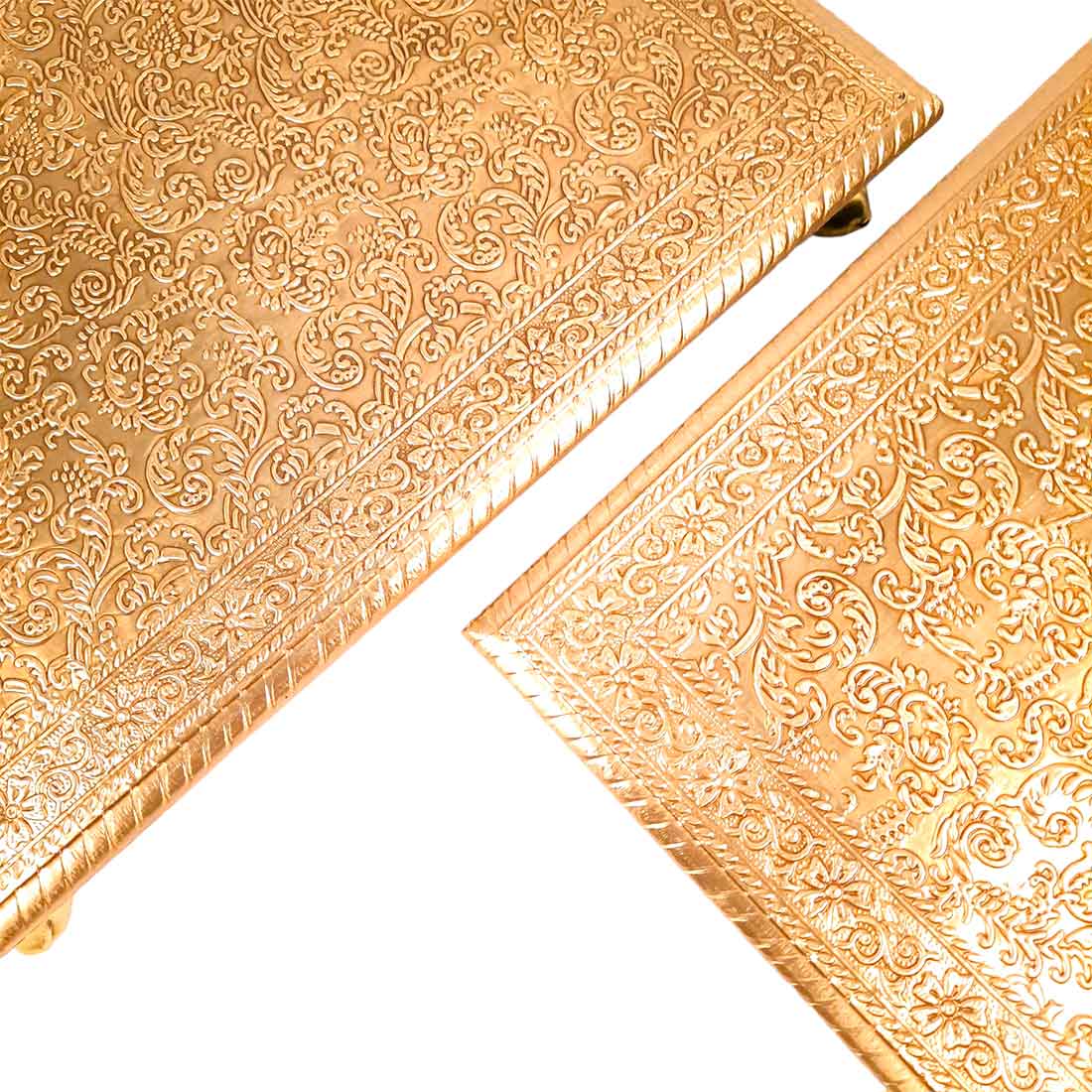 Brass Patla 10X14 | Sitting Stool (Golden) Bajot- Apkamart # Style_Pack of 2