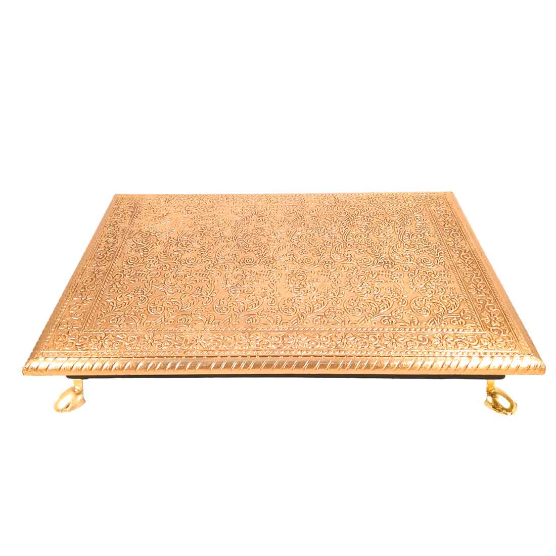 Brass Patla 10X14 | Sitting Stool (Golden) Bajot- Apkamart # Style_Pack of 2