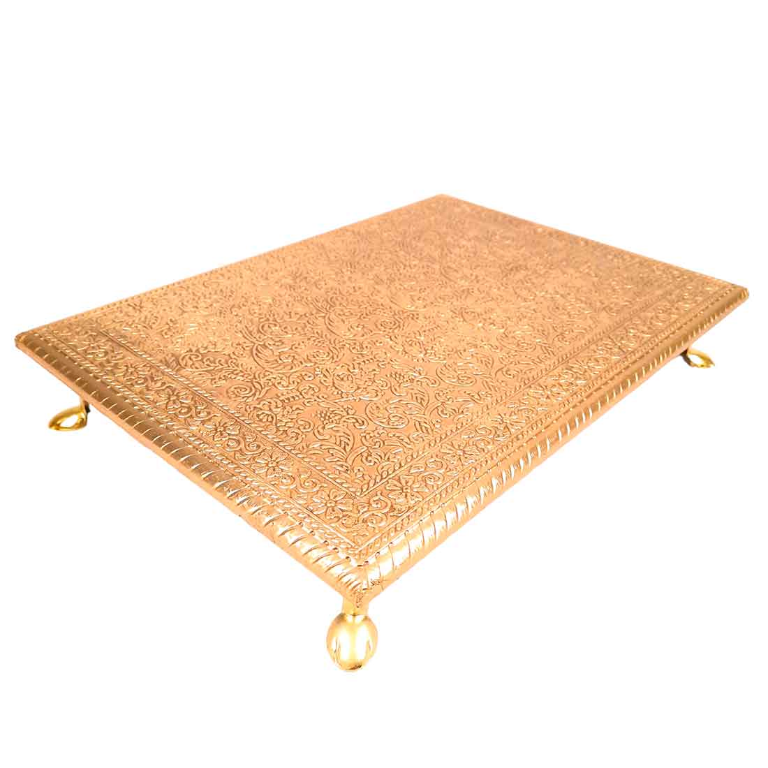Brass Patla 10X14 | Sitting Stool (Golden) Bajot- Apkamart # Style_Pack of 2