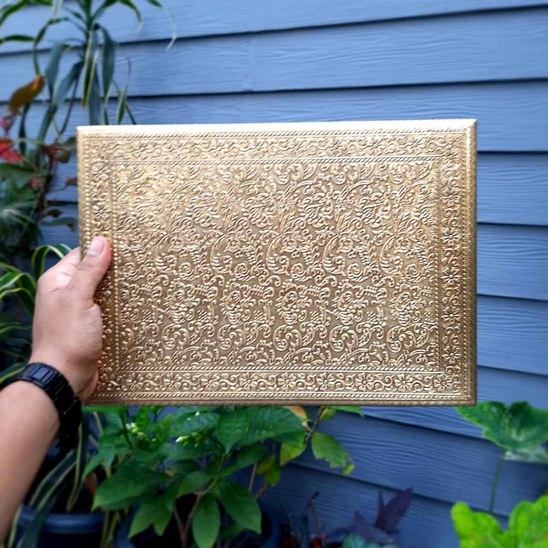 Brass Patla 10X14 | Sitting Stool (Golden) Bajot- Apkamart # Style_Pack of 2