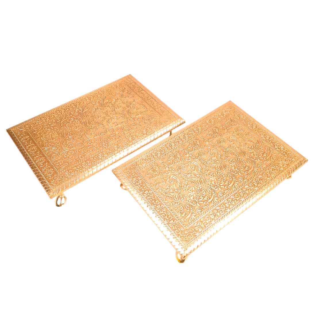 Wooden Brass Patla | (8X10) Golden-Apkamart #Style_Pack of 2