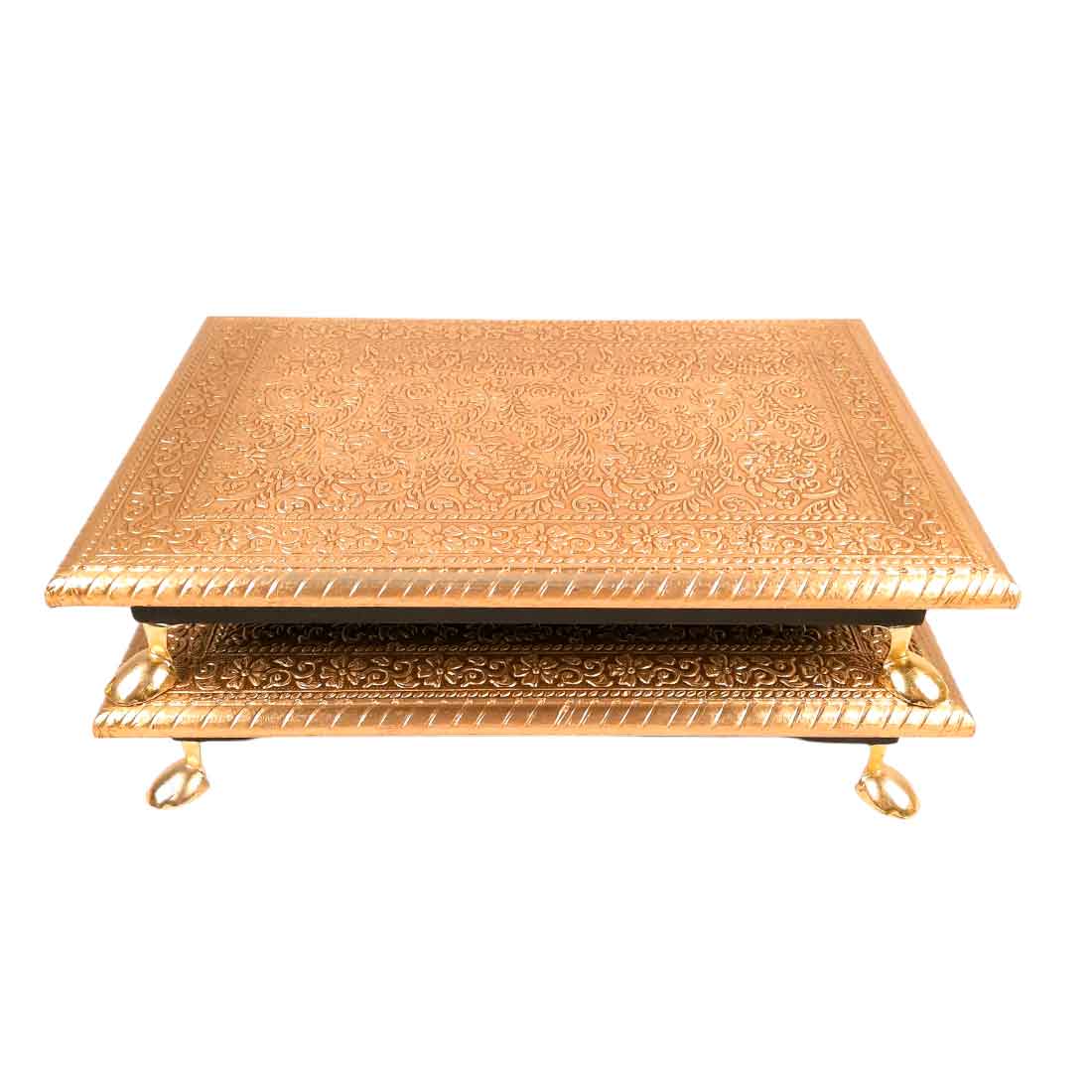 Wooden Brass Patla | (8X10) Golden-Apkamart #Style_Pack of 2