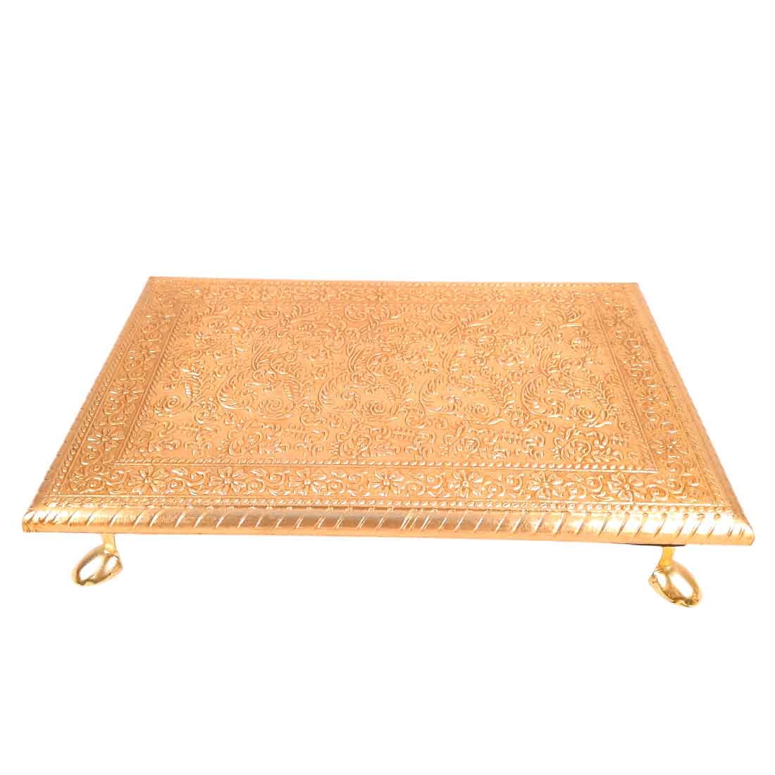 Wooden Brass Patla | (8X10) Golden-Apkamart #Style_Pack of 2