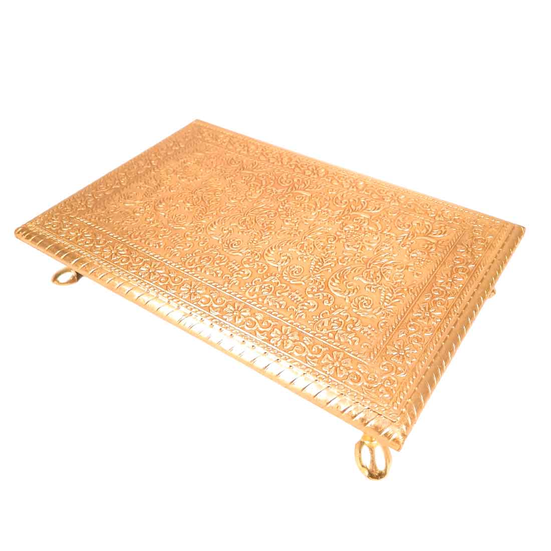 Wooden Brass Patla | (8X10) Golden-Apkamart #Style_Pack of 2