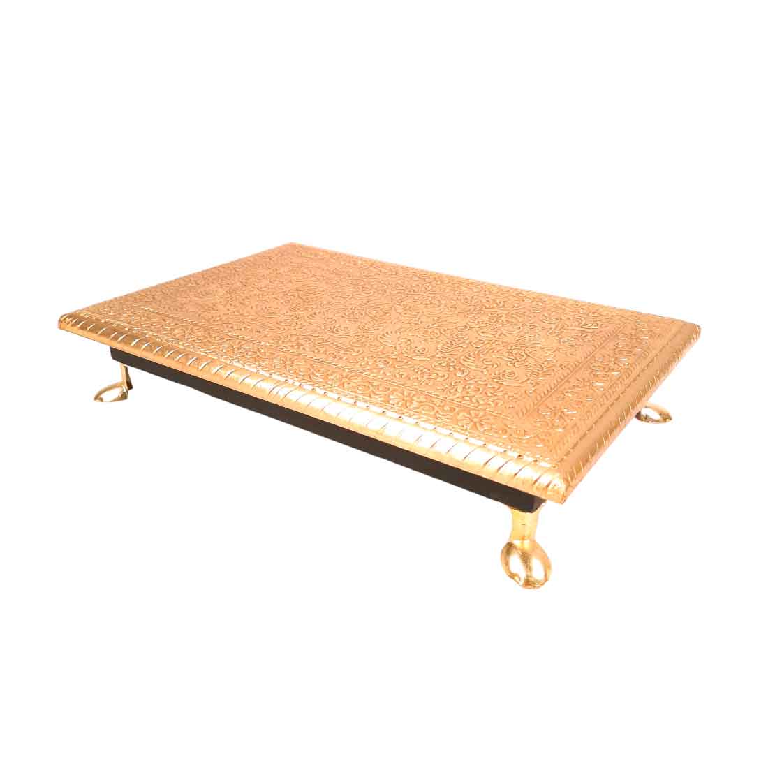 Wooden Brass Patla | (8X10) Golden-Apkamart #Style_Pack of 1