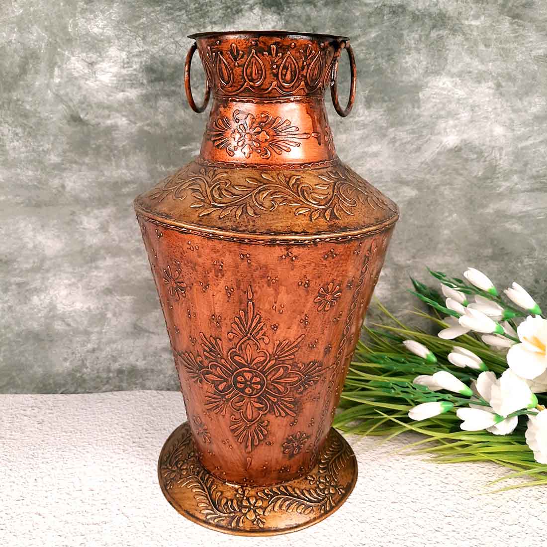 Standing Flower pot | Big Corner Vase - For Living Room & Entrance Decor - 19 Inch- Apkamart