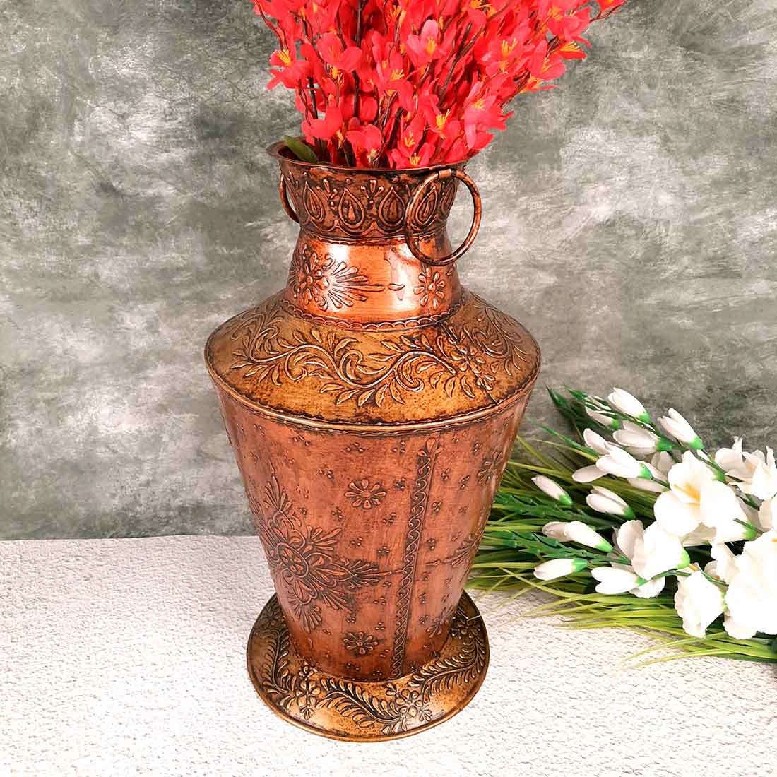 Standing Flower pot | Big Corner Vase - For Living Room & Entrance Decor - 19 Inch- Apkamart