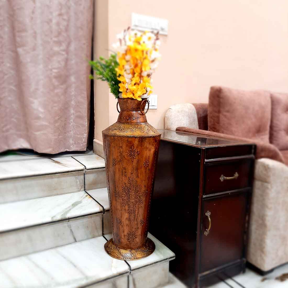 Corner Big Flower Vase | Big Flower Pot - for Living Room - 26 inch- Apkamart
