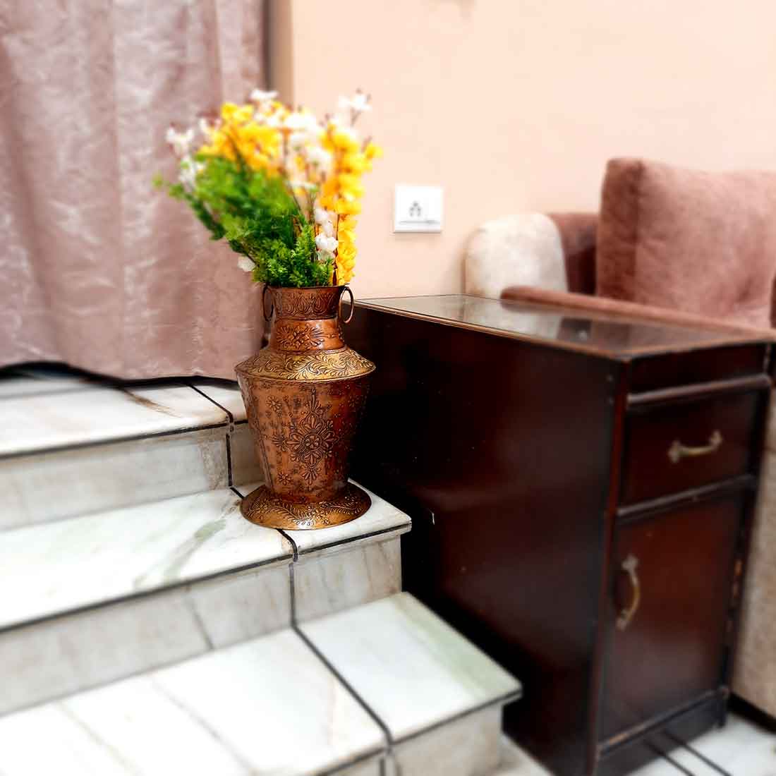 Big Flower Pot - Corner Flower Vase - For Living Room & Entrance -16 Inch-Apkamart