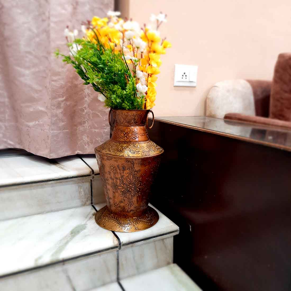 Big Flower Pot - Corner Flower Vase - For Living Room & Entrance -16 Inch-Apkamart