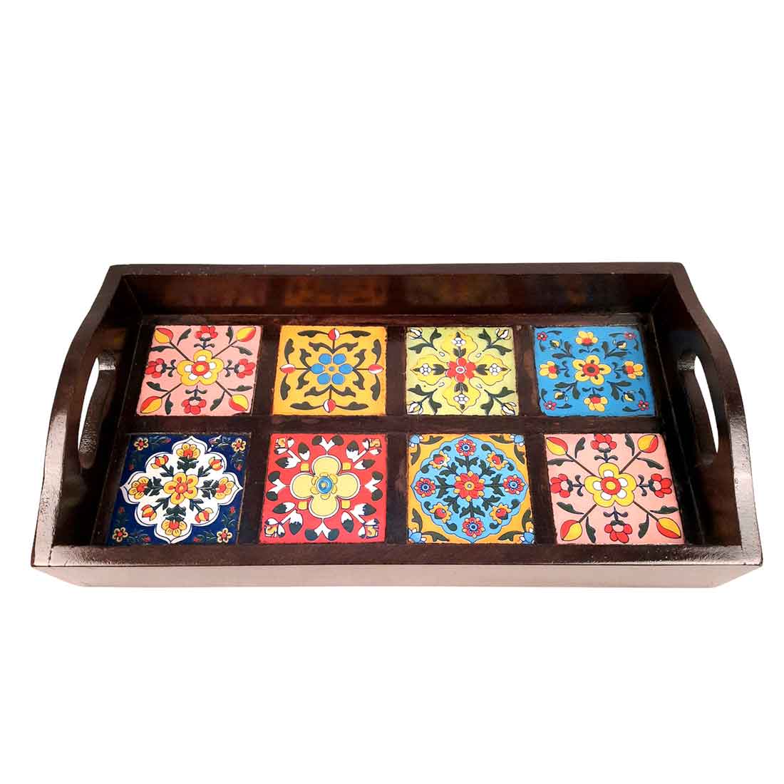 Wooden Serving Tray | Tile Tray - 15 Inch- Apkamart - apkamart #Style_Classic