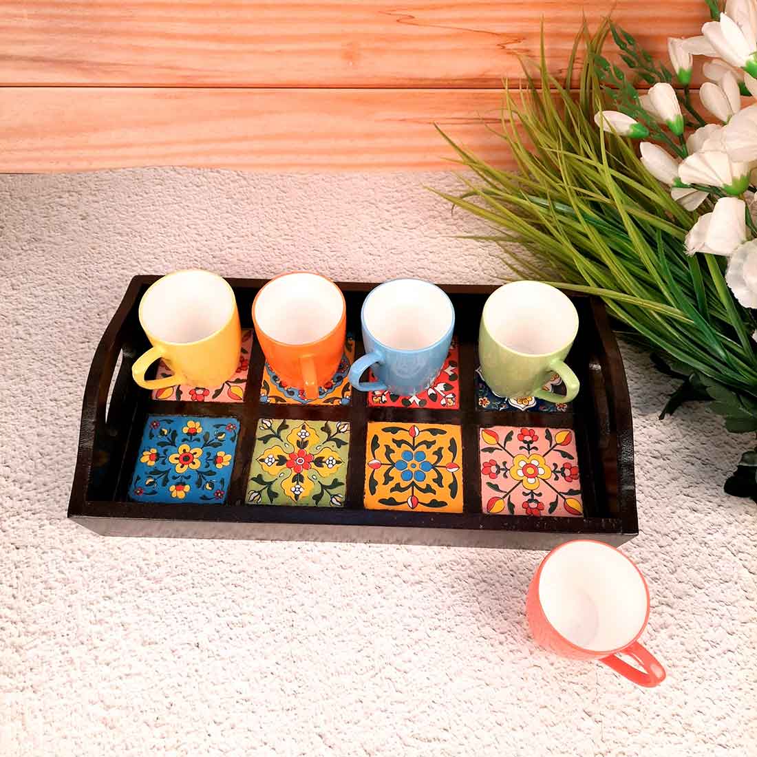 Wooden Serving Tray | Tile Tray - 15 Inch- Apkamart - apkamart #Style_Classic