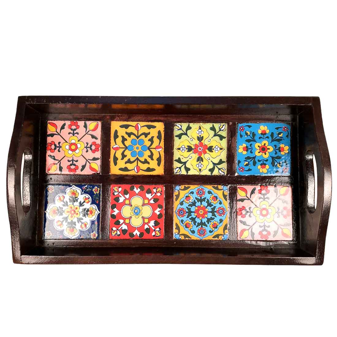 Wooden Serving Tray | Tile Tray - 15 Inch- Apkamart - apkamart #Style_Classic