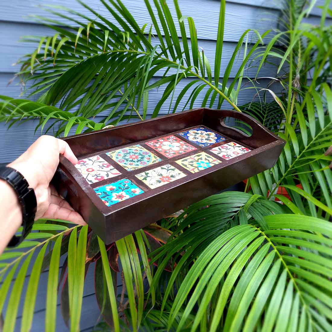 Wooden Serving Tray | Tile Tray - 15 Inch- Apkamart - apkamart #Style_Classic