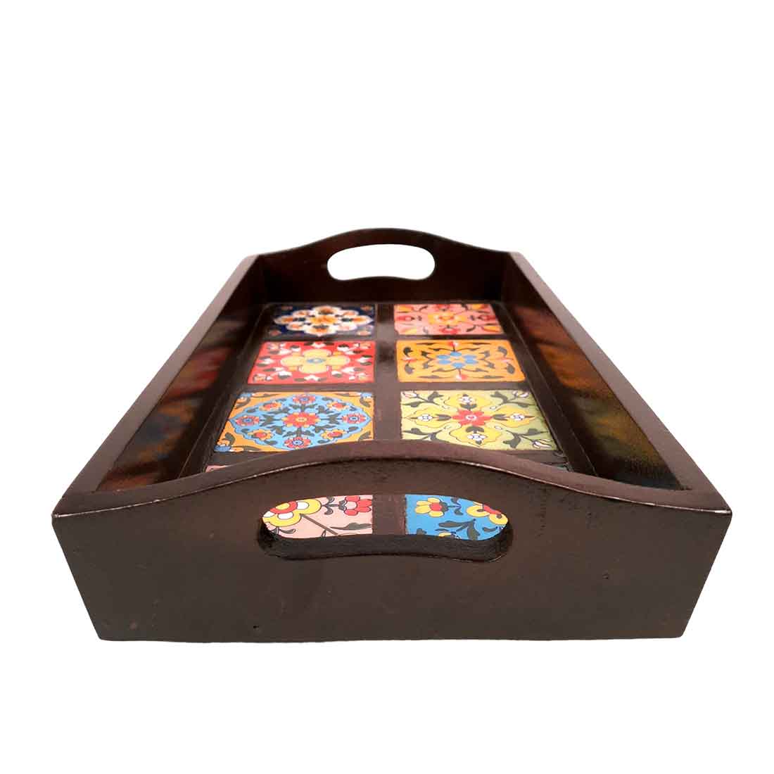 Wooden Serving Tray | Tile Tray - 15 Inch- Apkamart - apkamart #Style_Classic