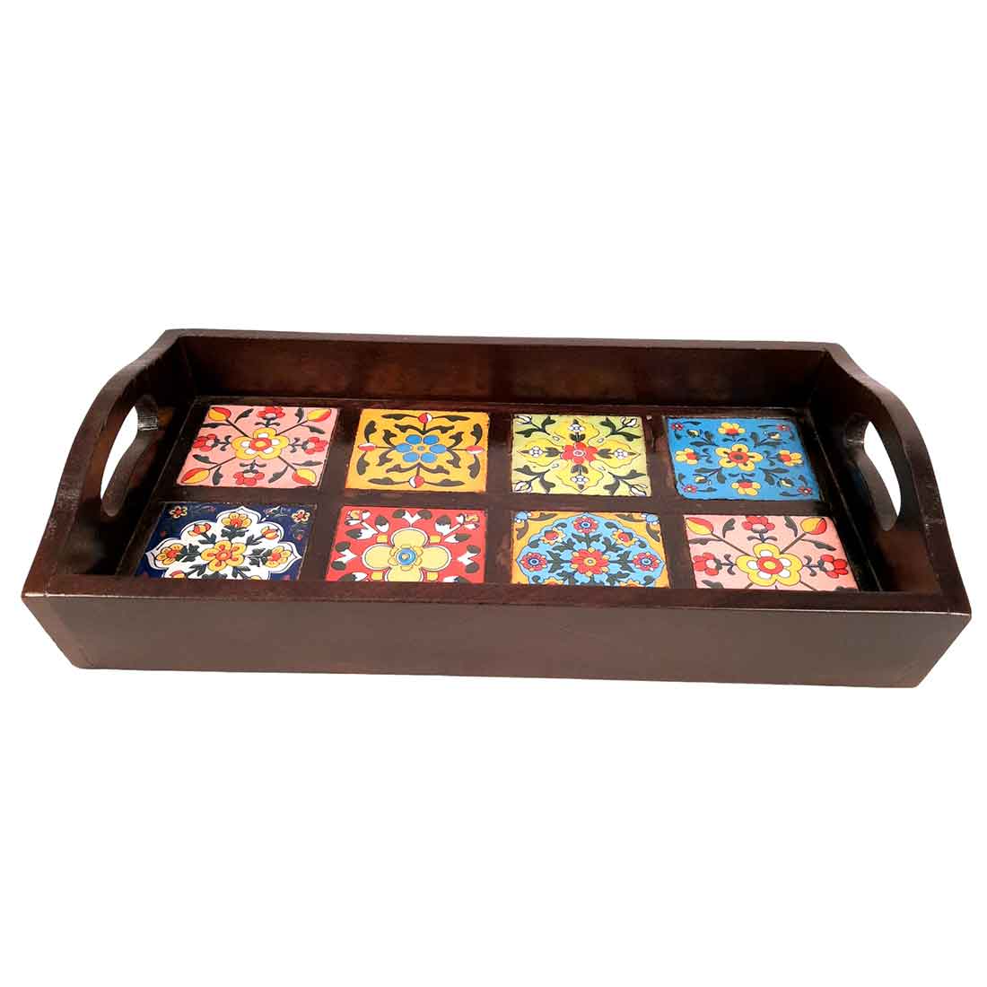 Wooden Serving Tray | Tile Tray - 15 Inch- Apkamart - apkamart #Style_Classic