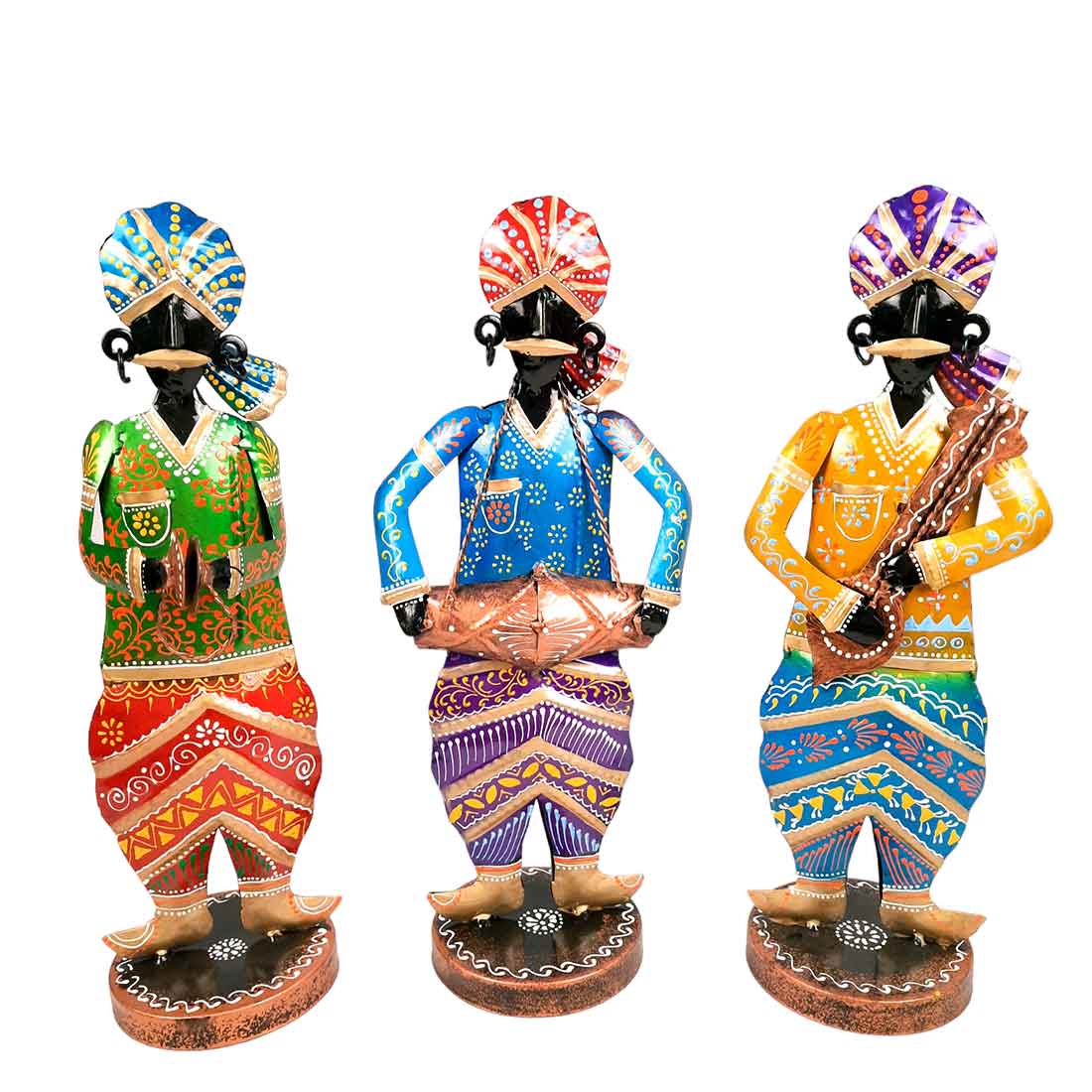 Rajasthani Musician Showpiece - For Table & Home Decor - 14 Inch - Set of 3 - Apkamart