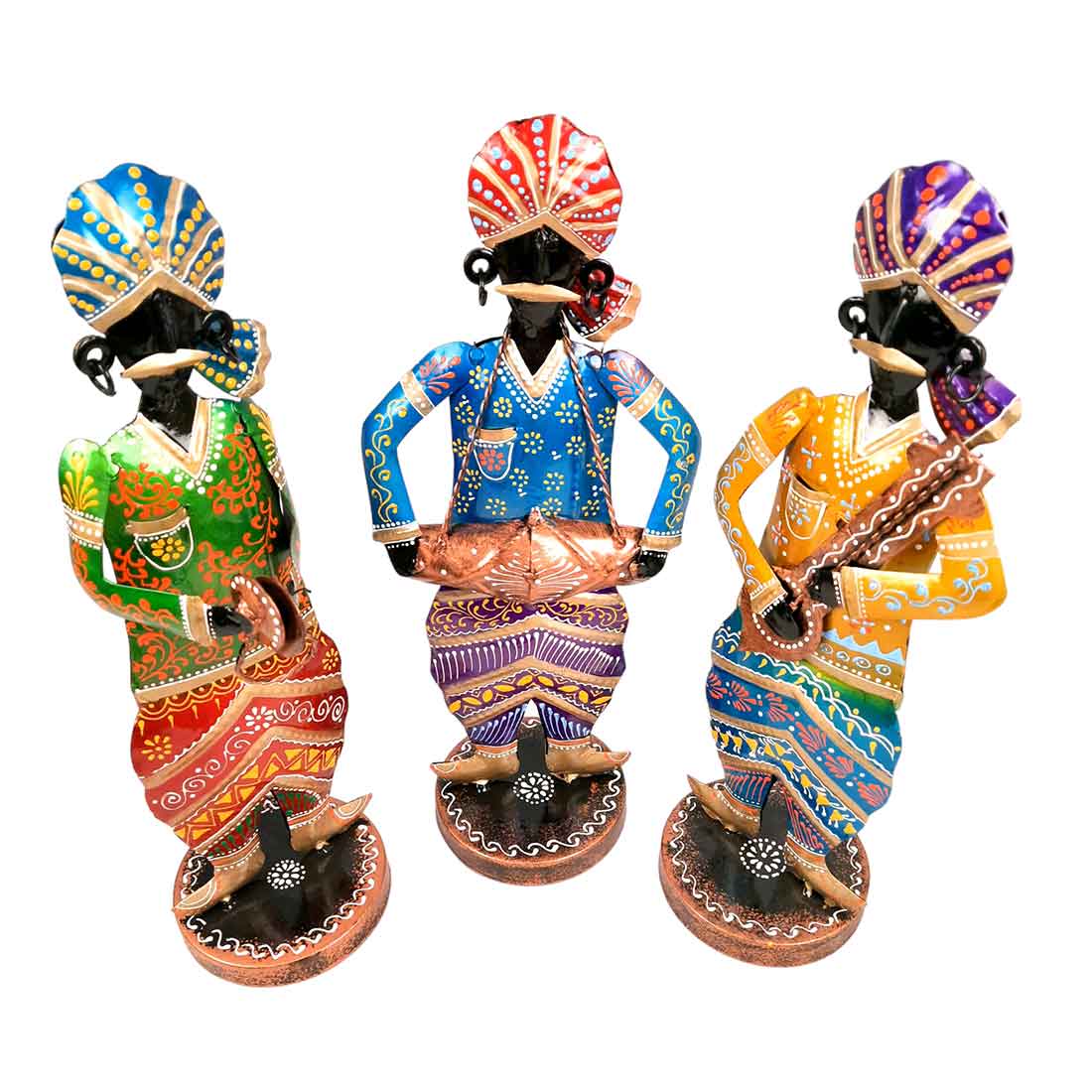 Rajasthani Musician Showpiece - For Table & Home Decor - 14 Inch - Set of 3 - Apkamart