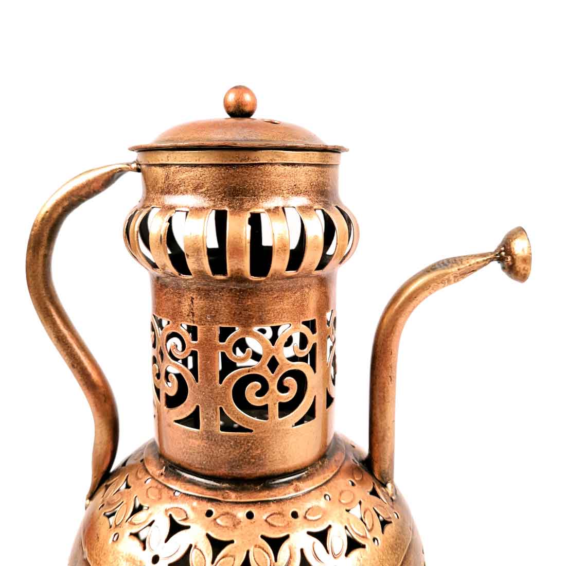 Vintage Surahi Showpiece with Tea Light Holder - 9 inch - Apkamart #Style_pack of 1