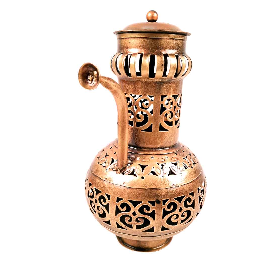 Vintage Surahi Showpiece with Tea Light Holder - 9 inch - Apkamart #Style_pack of 1