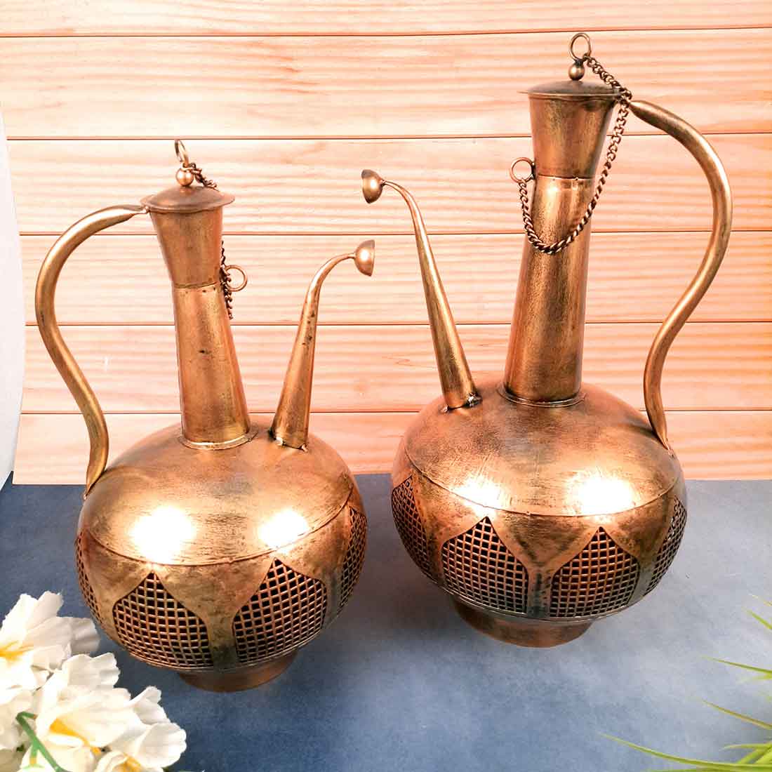 Vintage Surahi T Light for Hall & Living Room - Set of 2 (Small & Big)- Apkamart