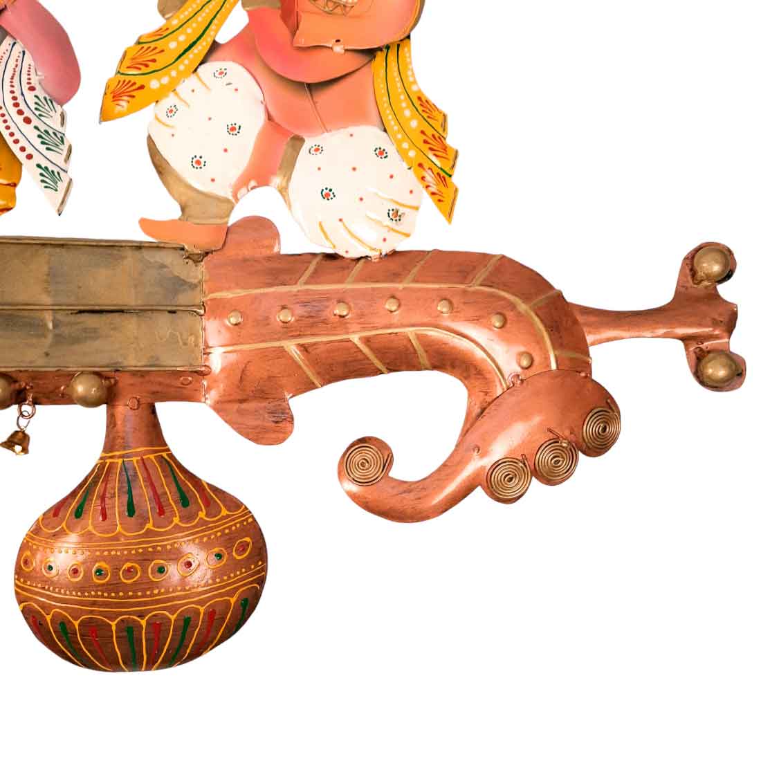 Ganesh on Veena Wall Hanging - For Living Room Interior Decoration - 18 inch- Apkamart