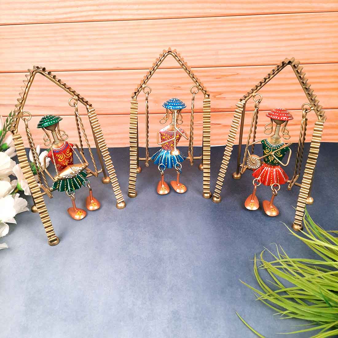 Jhula Musician showpiece - Table Showpiece - For Home Decor & Gifts 11 Inch- Apkamart