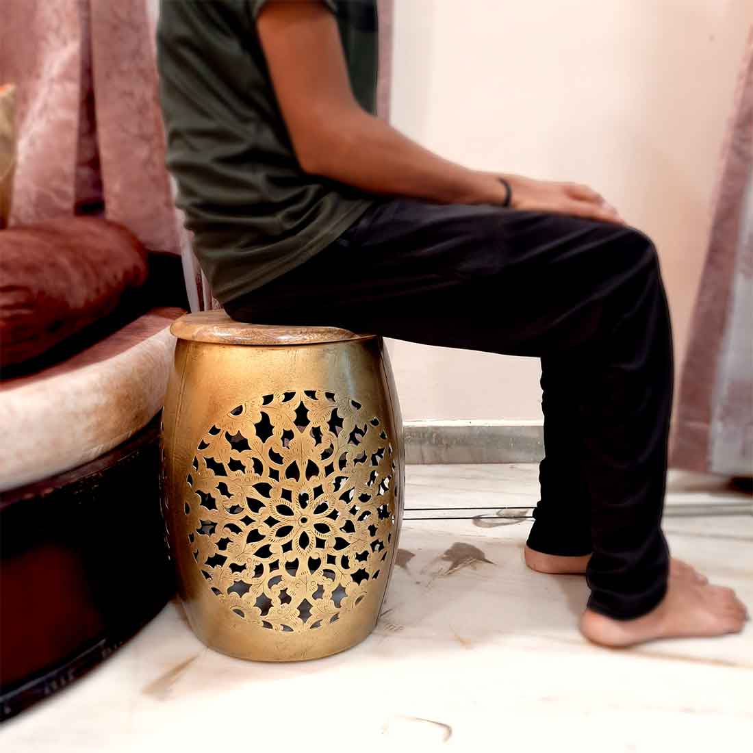 Designer Stool | Accent Table for Home Decor & Gifts - 17 Inch- Apkamart