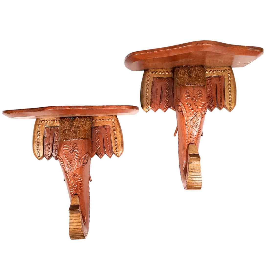 Antique Elephant Wall Bracket - For Home Decor & Gifts - 12 Inch- Apkamart #Style_pack of 2