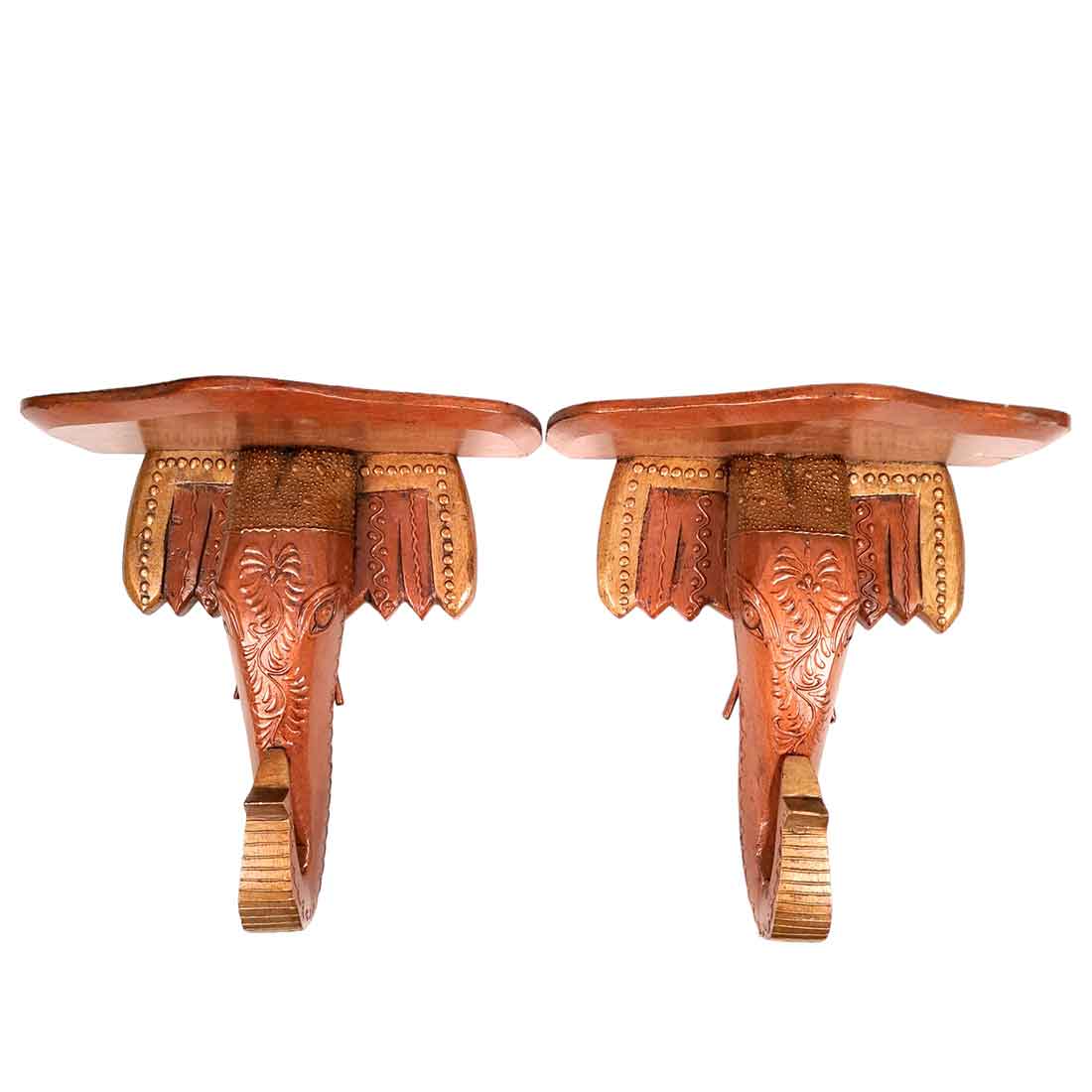 Antique Elephant Wall Bracket - For Home Decor & Gifts - 12 Inch- Apkamart #Style_pack of 2