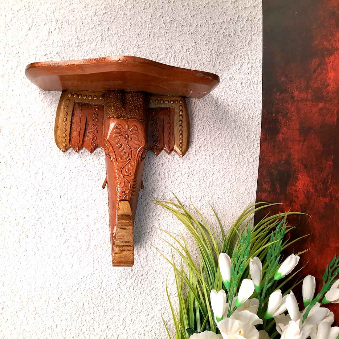 Antique Elephant Wall Bracket - For Home Decor & Gifts - 12 Inch- Apkamart #Style_pack of 1