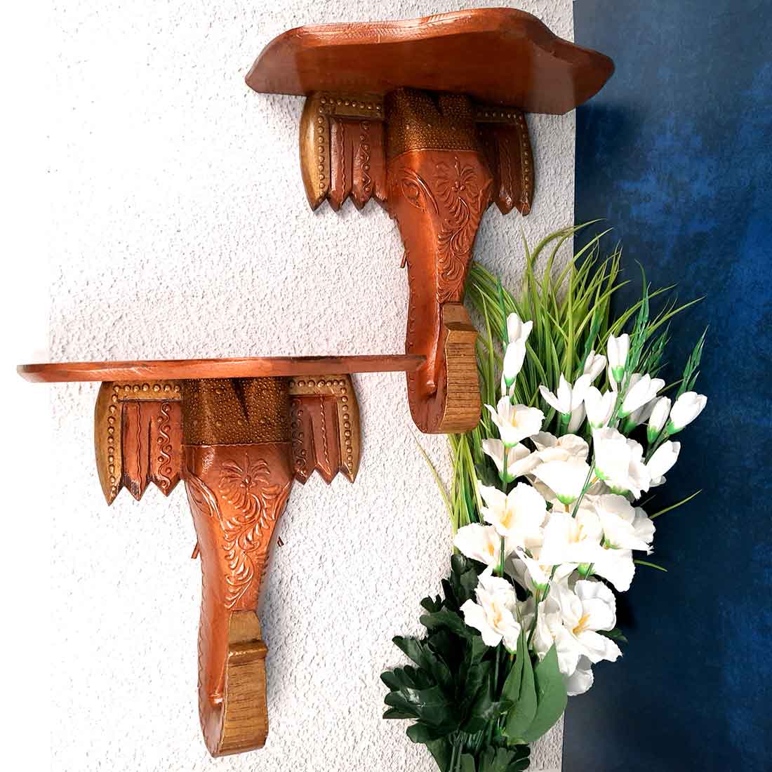 Wooden Wall Bracket - For Living Room Interior Decoration - 15 Inch- Apkamart #Style_Pack of 2