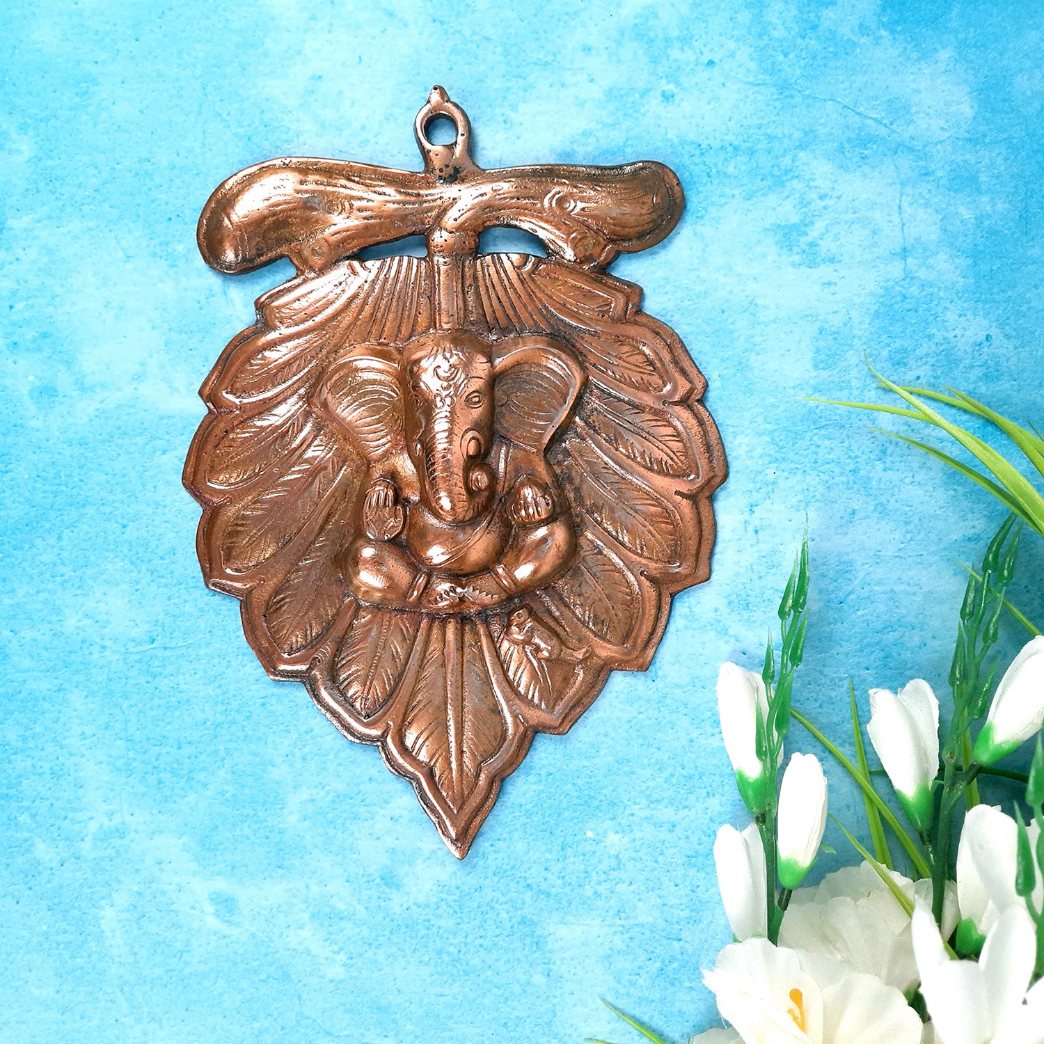 Leaf Ganesh Wall Hanging - Metal Wall Decor -11 Inch- Apkamart #Style_ Design 2