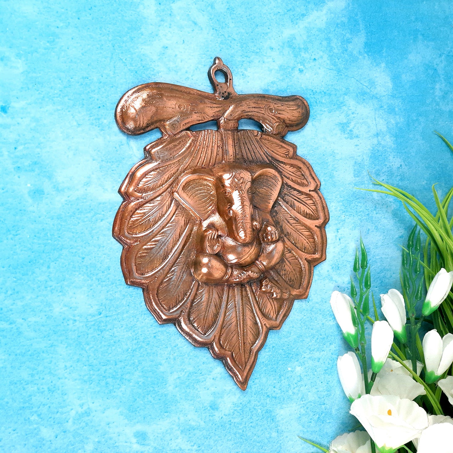 Leaf Ganesh Wall Hanging - Metal Wall Decor -11 Inch- Apkamart #Style_ Design 2