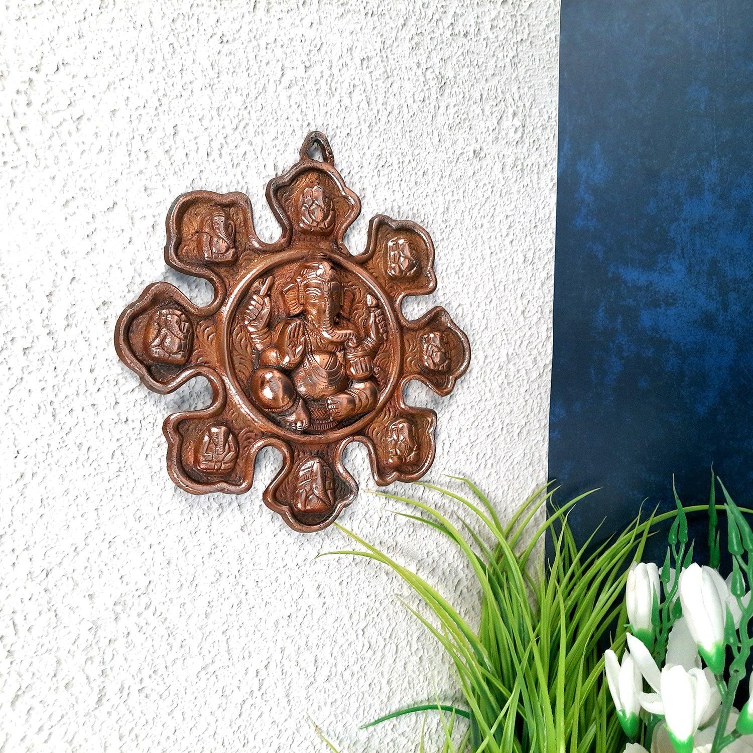 Decorative Asth Ganesh Wall Hanging - Ganapati Wall Decor - 9 Inch-Apkamart