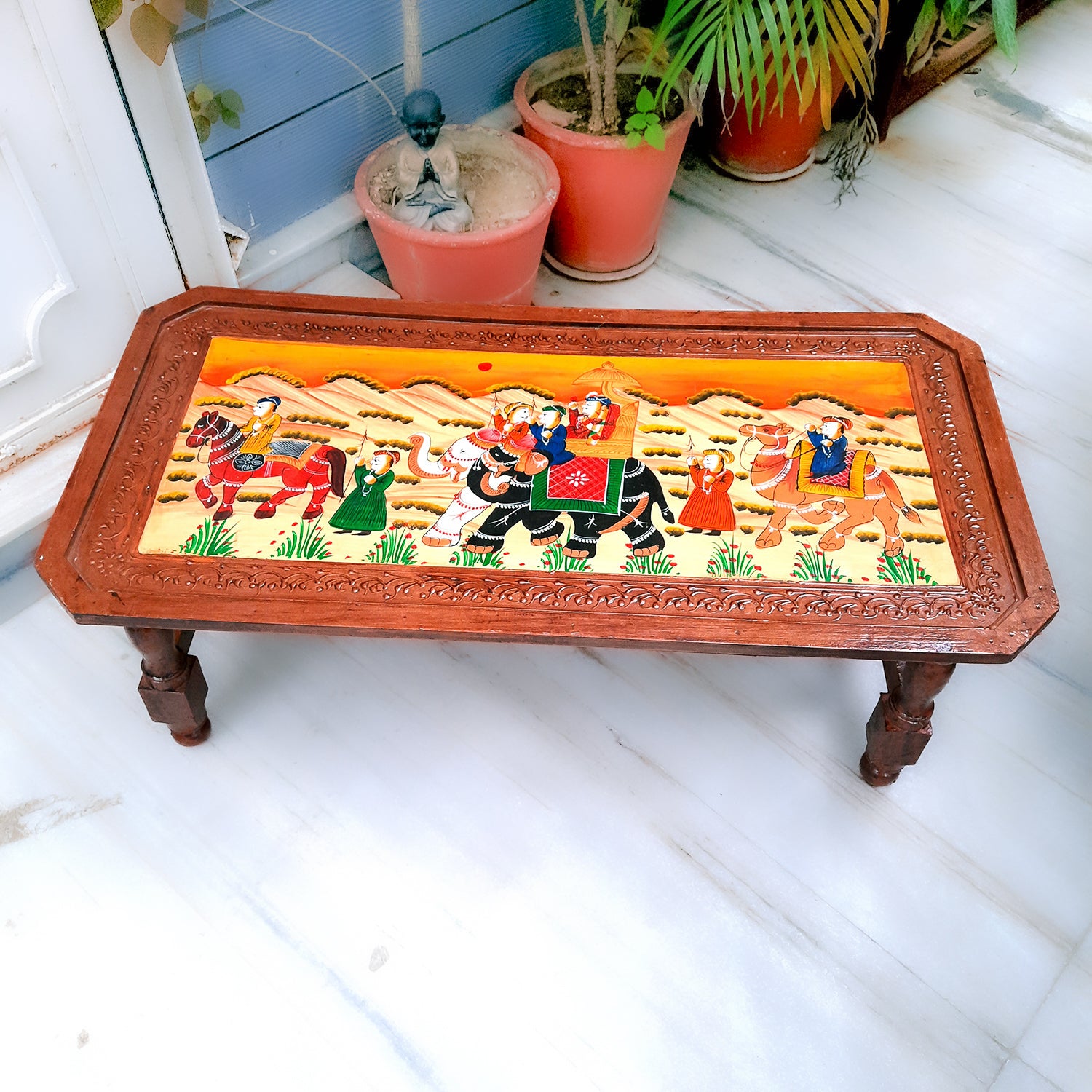 Wooden Center Table | Folding Coffee Table - For Living Room, Home Decor, Garden, Office - 36 Inch - apkamart