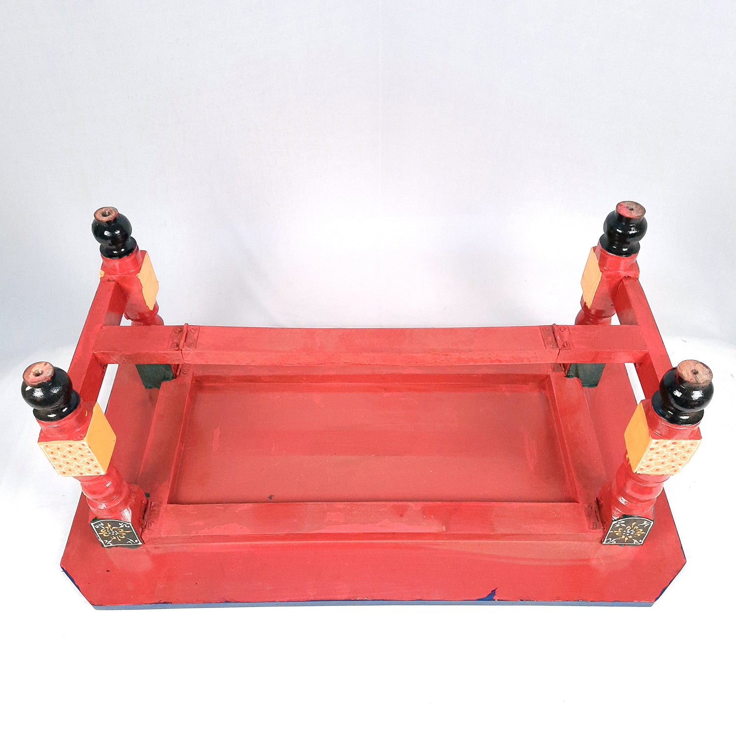 Center Table Wooden | Folding Table Hand Painted - for Living Room, Drawing Room, Home Decor, Interior Decoration - 30 Inch - apkamart #colour_Blue