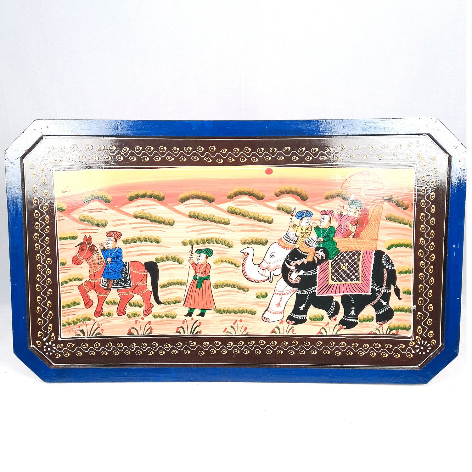 Center Table Wooden | Folding Table Hand Painted - for Living Room, Drawing Room, Home Decor, Interior Decoration - 30 Inch - apkamart #colour_Blue