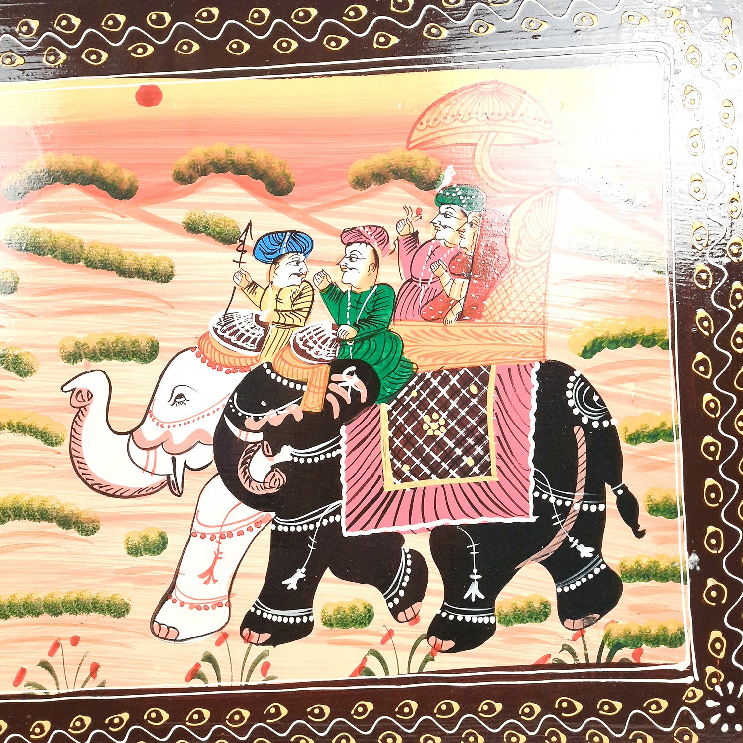 Center Table Wooden | Folding Table Hand Painted - for Living Room, Drawing Room, Home Decor, Interior Decoration - 30 Inch - apkamart #colour_Blue