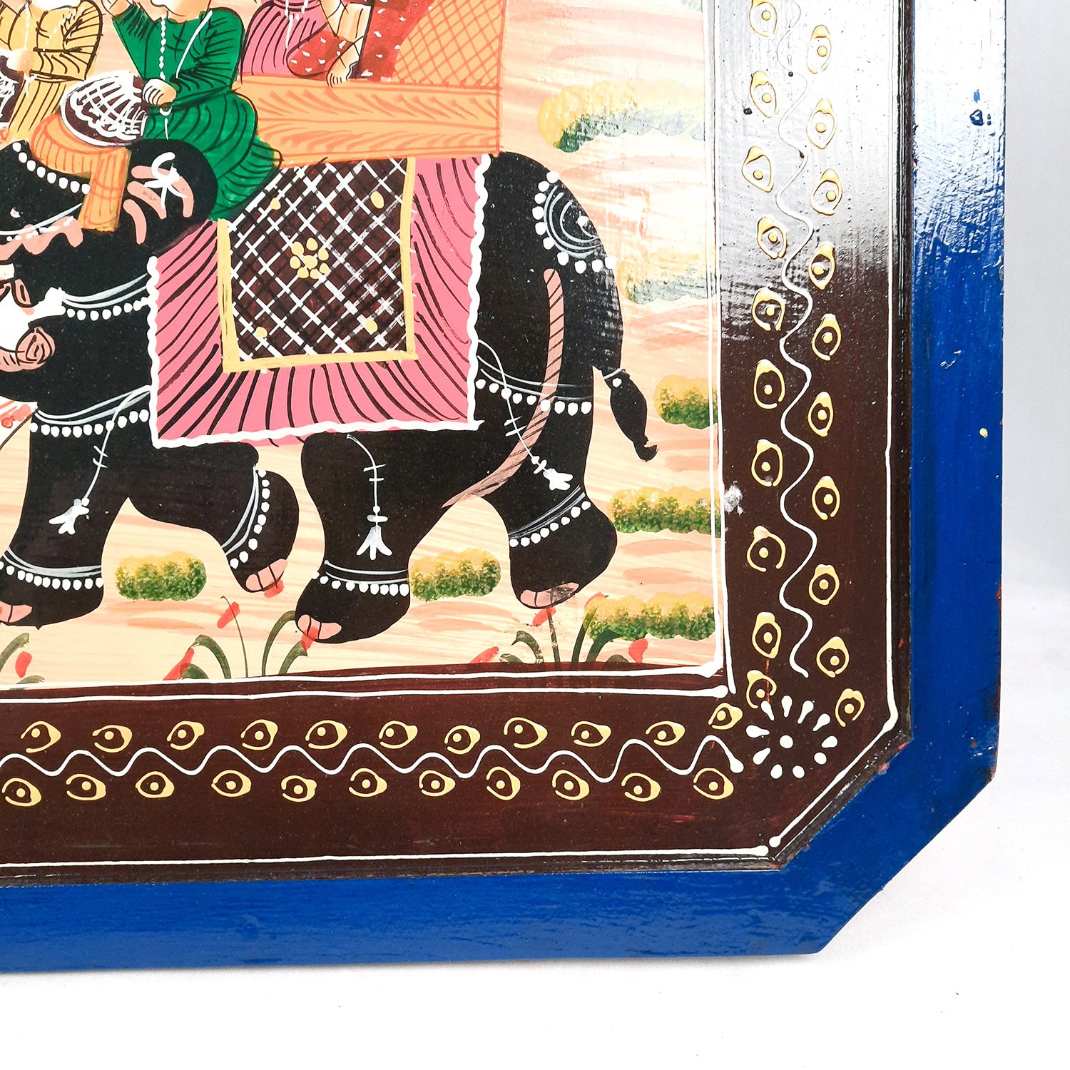 Center Table Wooden | Folding Table Hand Painted - for Living Room, Drawing Room, Home Decor, Interior Decoration - 30 Inch - apkamart #colour_Blue