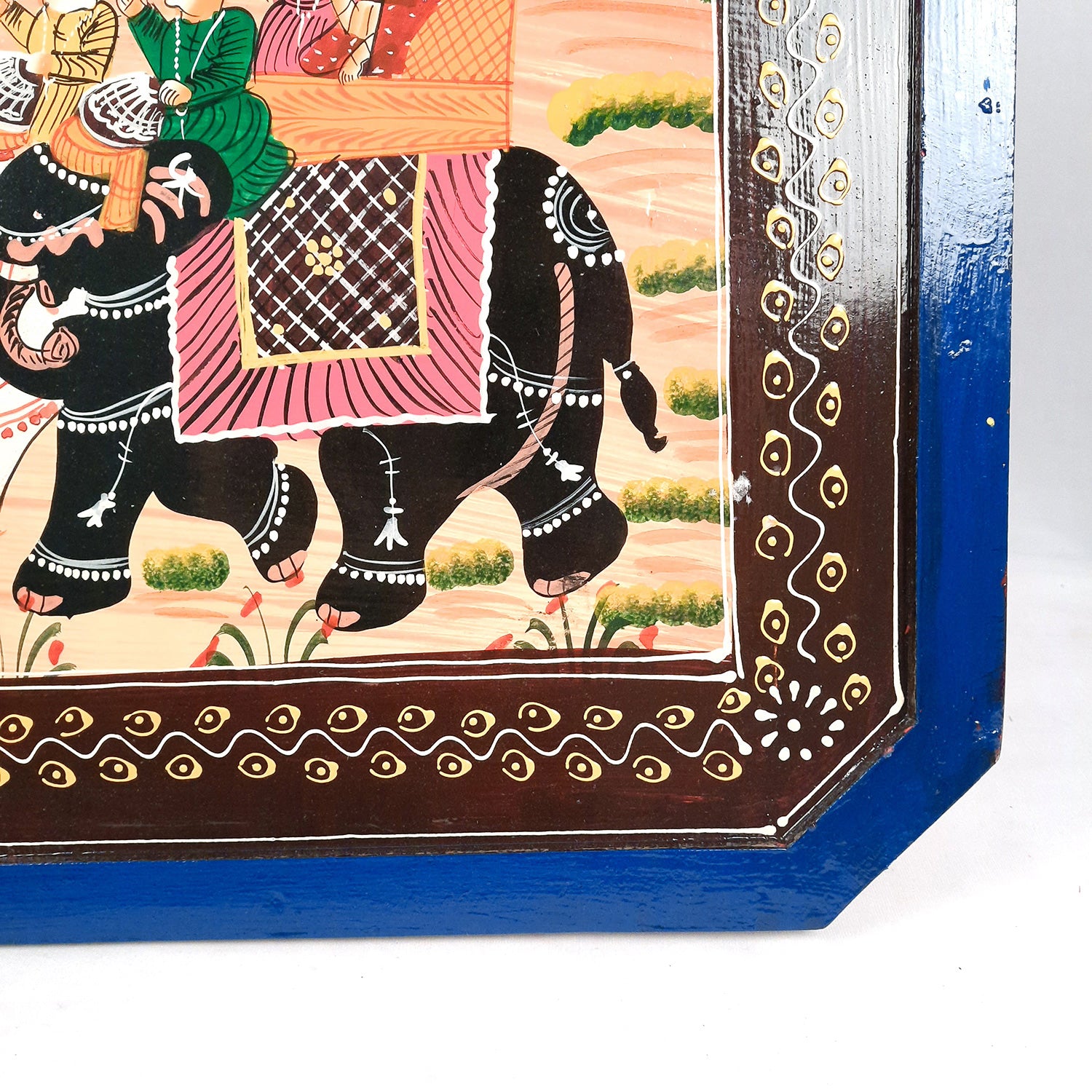 Center Table Wooden | Folding Table Hand Painted - for Living Room, Drawing Room, Home Decor, Interior Decoration - 30 Inch - apkamart #colour_Blue