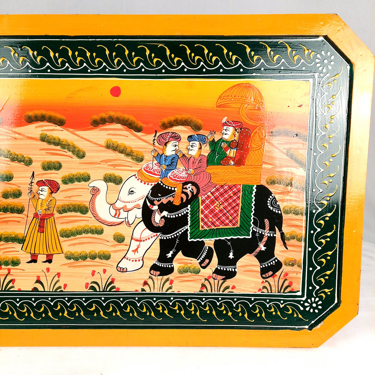 Center Table Wooden | Folding Table Hand Painted - for Living Room, Drawing Room, Home Decor, Interior Decoration - 30 Inch - apkamart #colour_Yellow