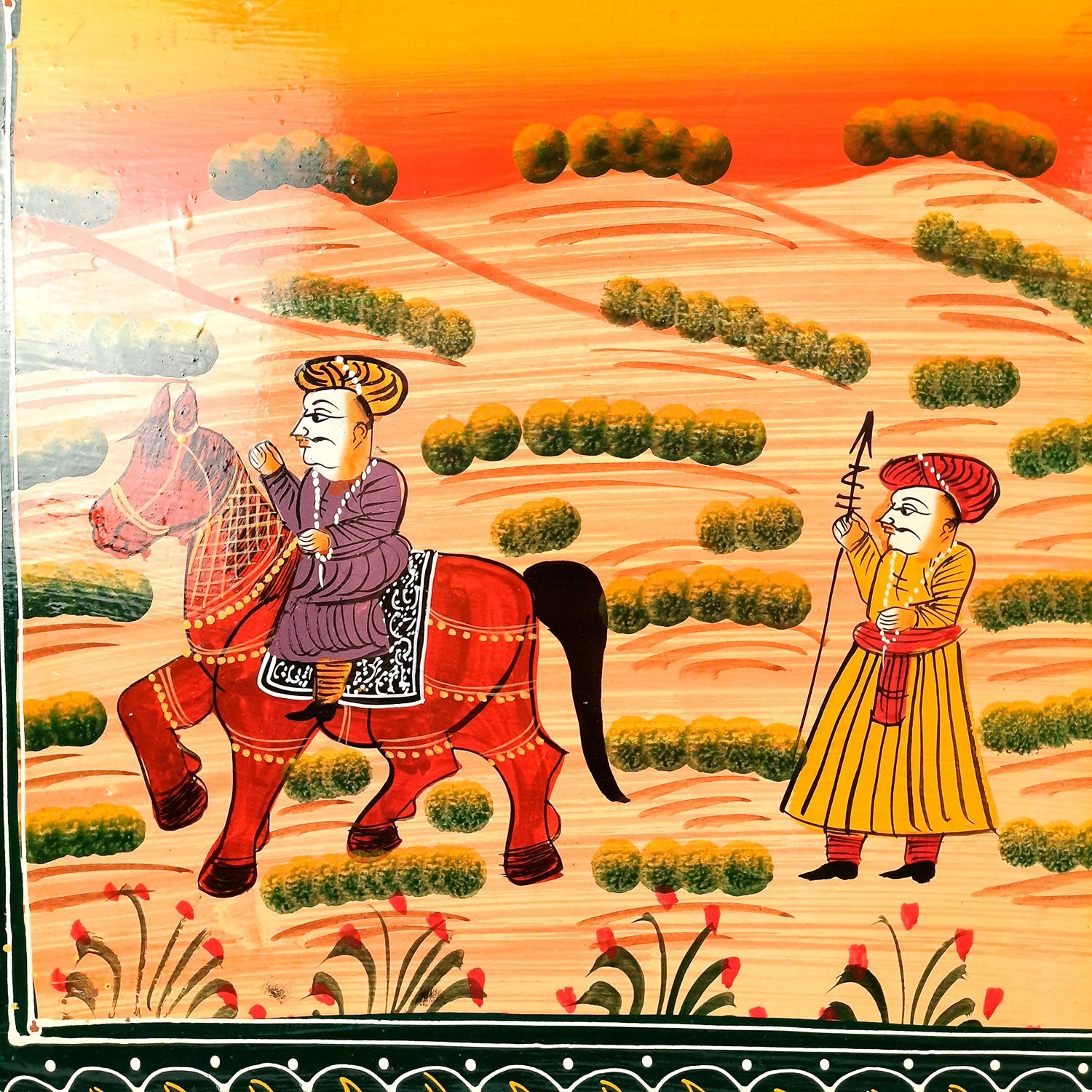 Center Table Wooden | Folding Table Hand Painted - for Living Room, Drawing Room, Home Decor, Interior Decoration - 30 Inch - apkamart #colour_Yellow