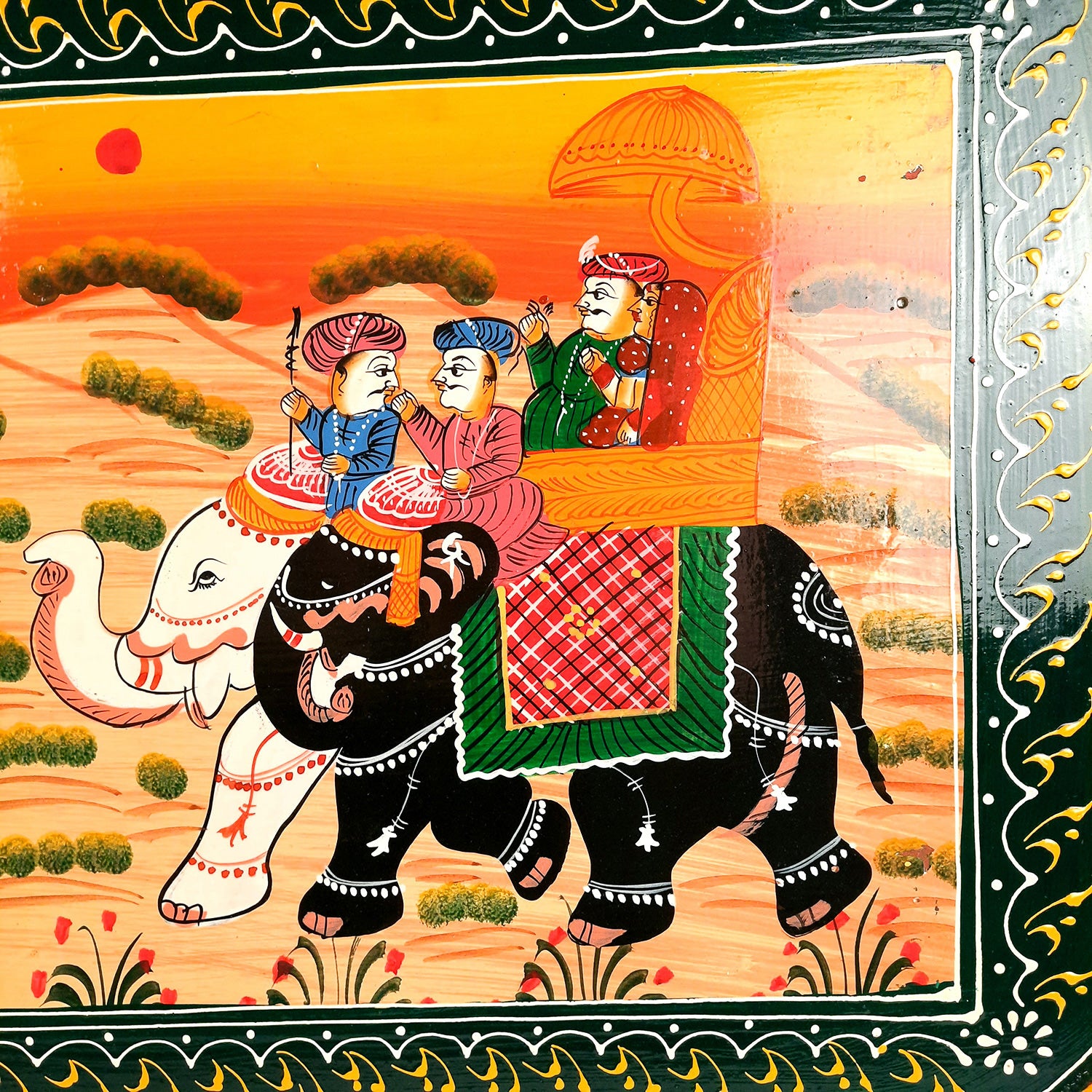 Center Table Wooden | Folding Table Hand Painted - for Living Room, Drawing Room, Home Decor, Interior Decoration - 30 Inch - apkamart #colour_Yellow