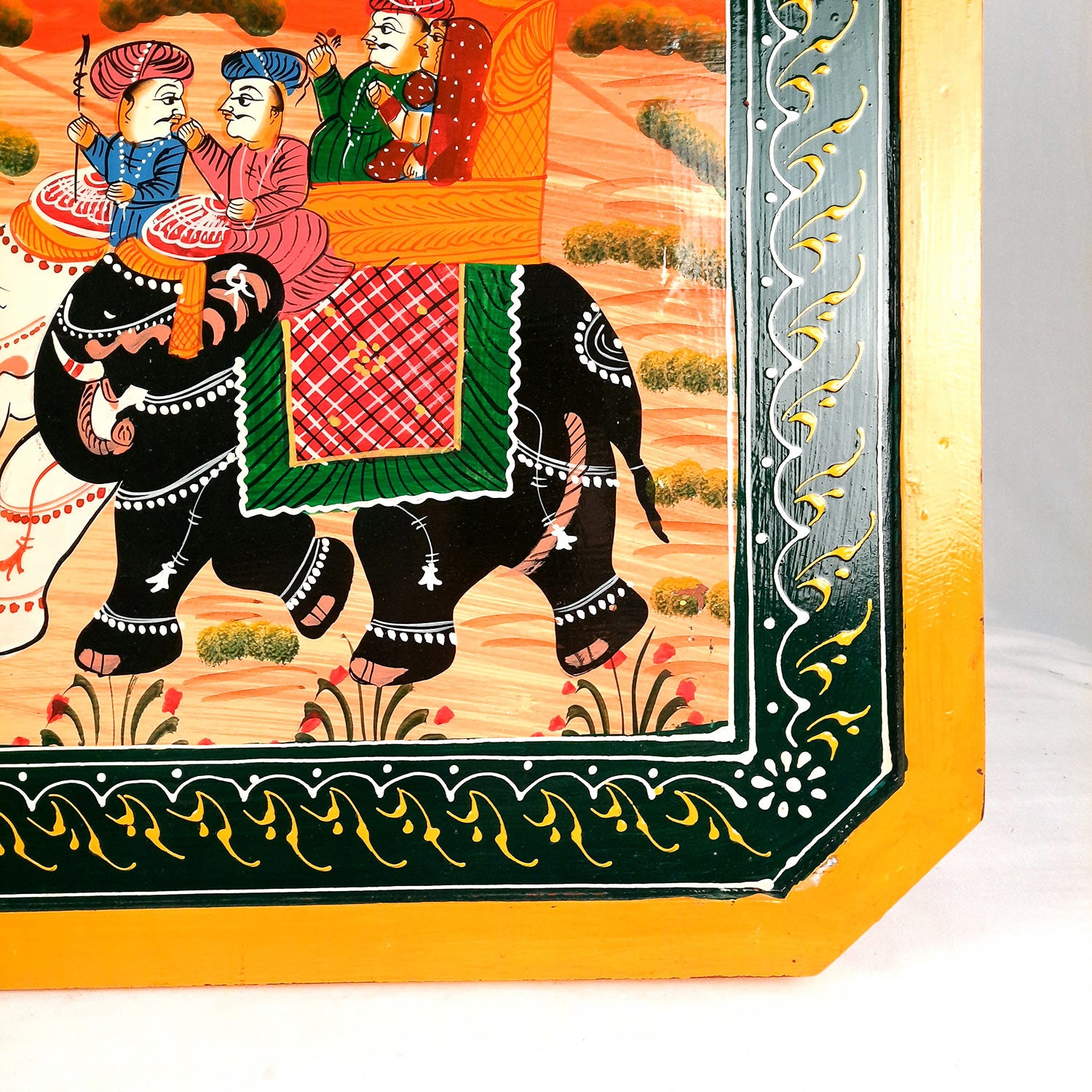 Center Table Wooden | Folding Table Hand Painted - for Living Room, Drawing Room, Home Decor, Interior Decoration - 30 Inch - apkamart #colour_Yellow